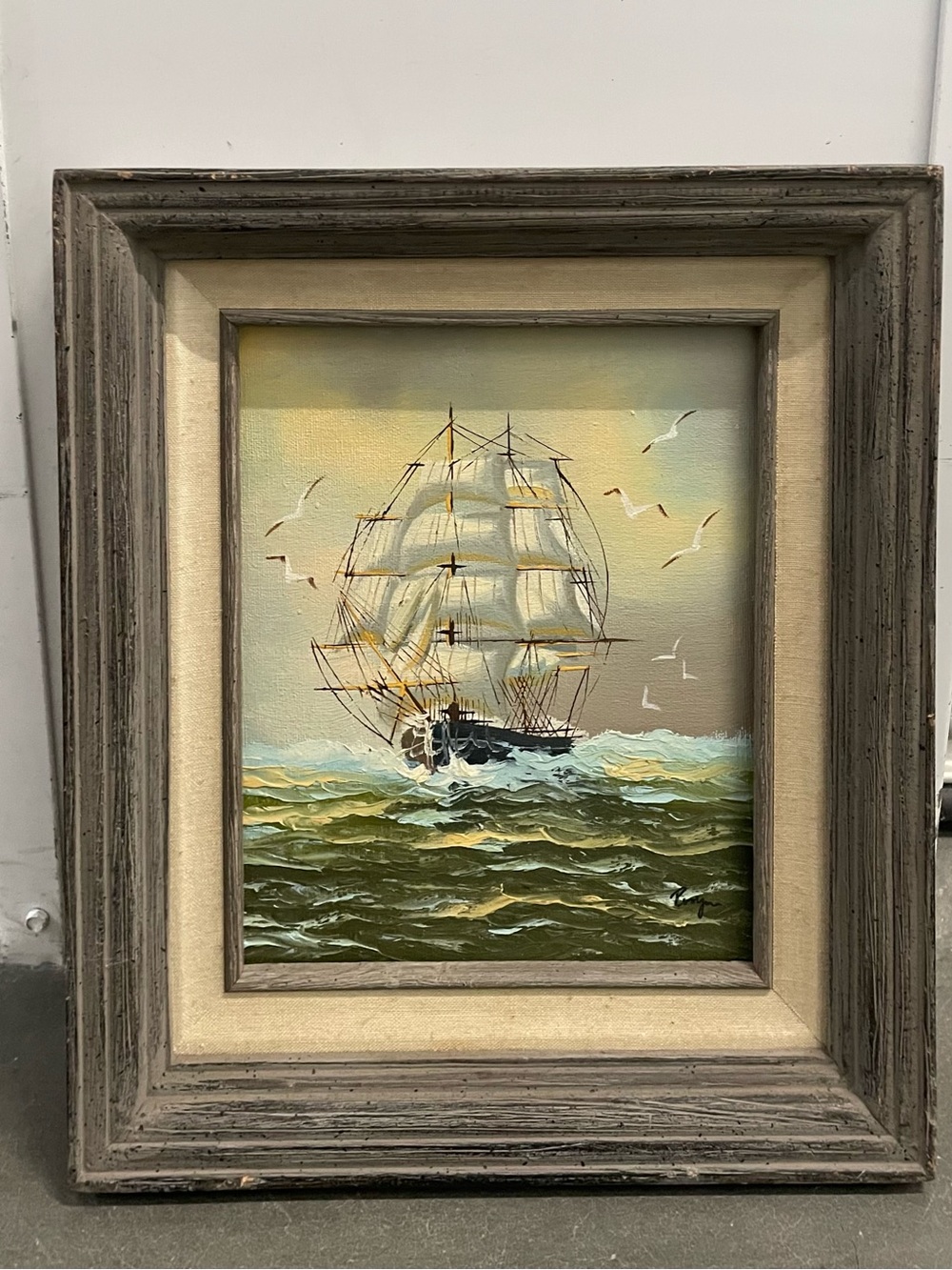 Framed Nautical Ship Sea Painting